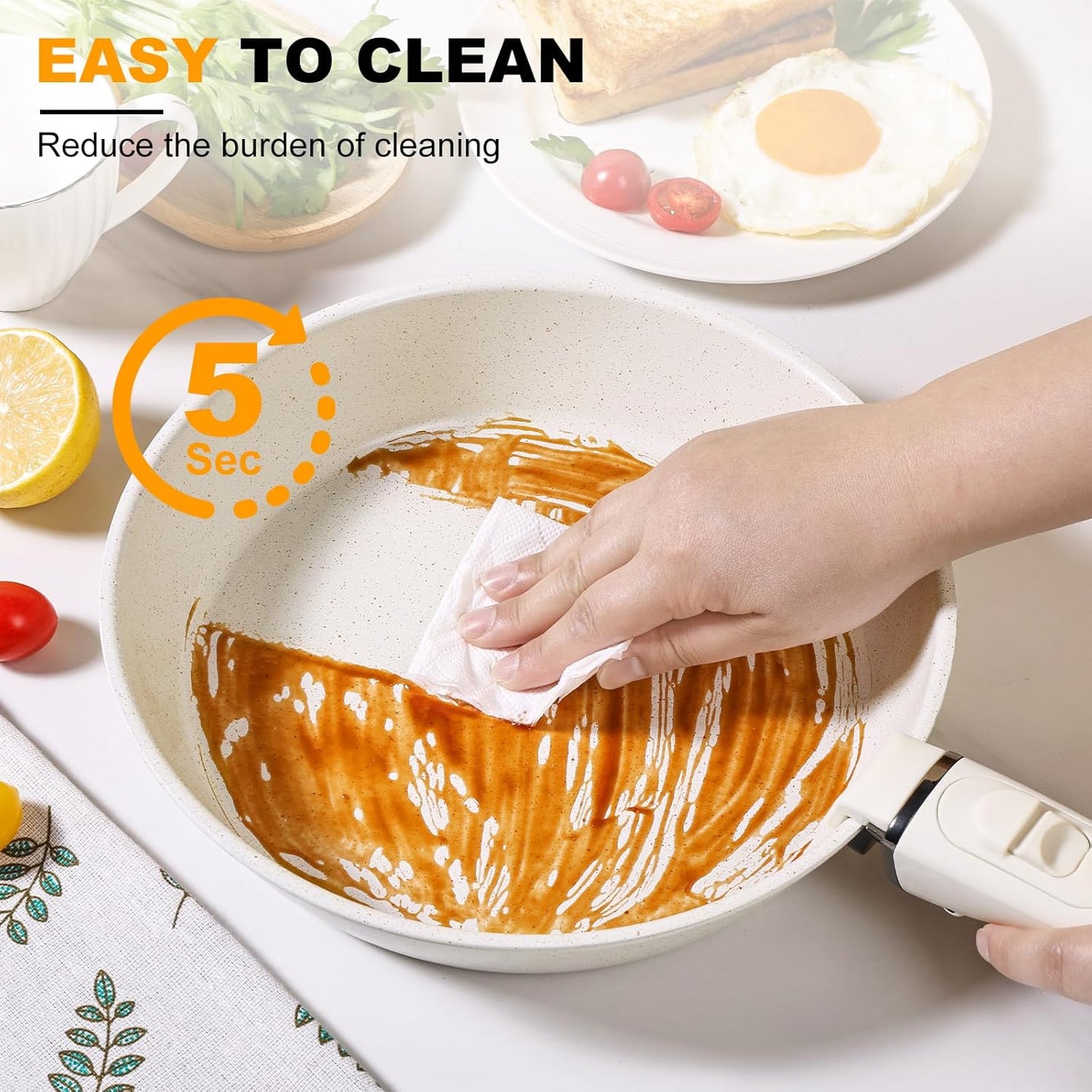 Set de Cocina Antiadherente 5 Piezas con Mango Desmontable